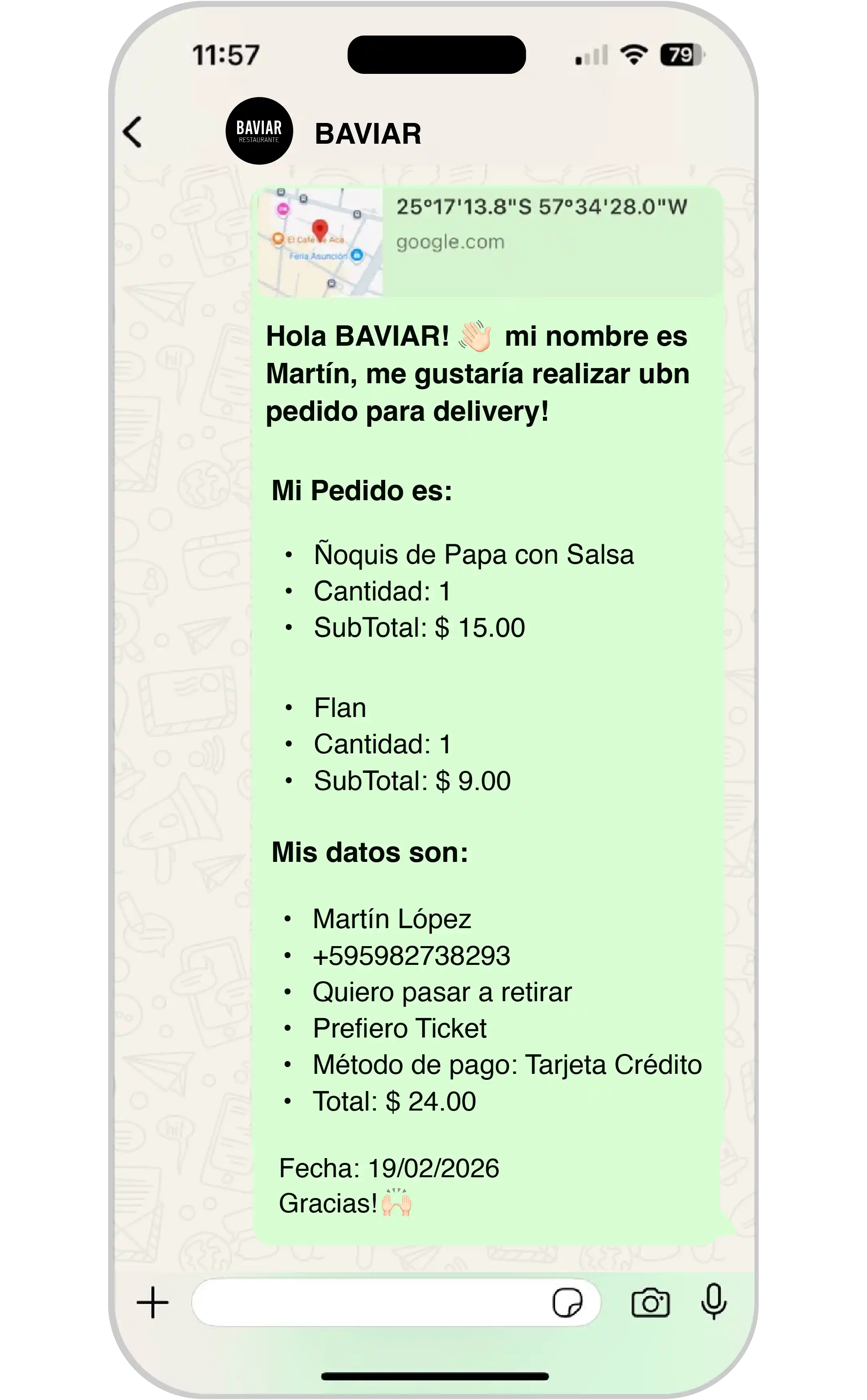 Paso 3: Pedido enviado con recomendaciones